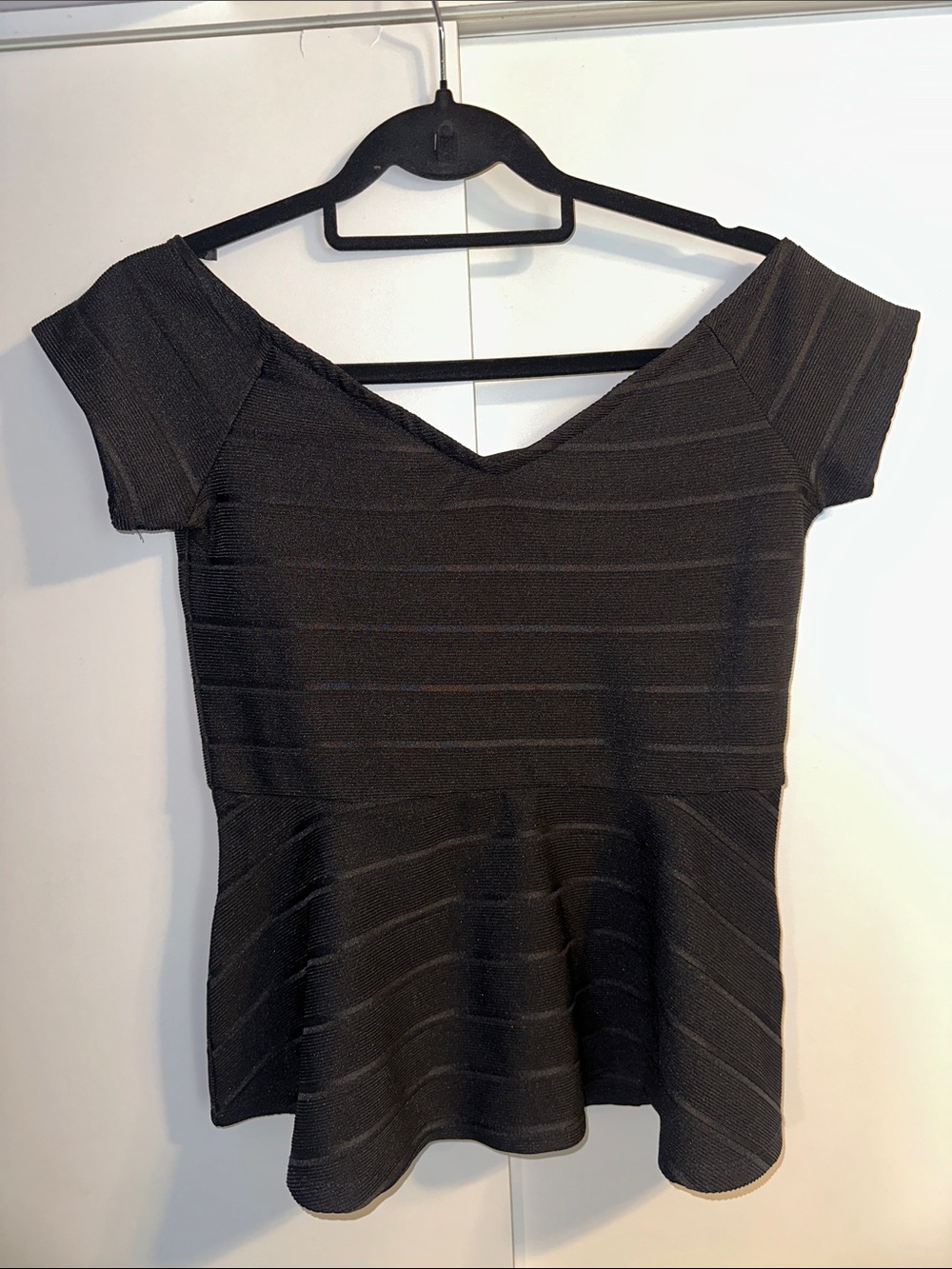 Guess Black Off-Shoulder Peplum Top